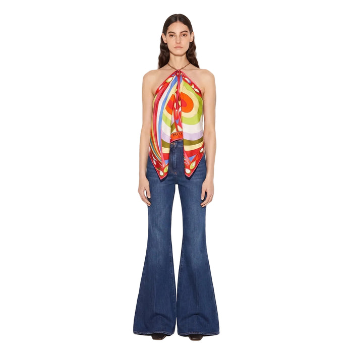 Iride Print Scarf Chain Top