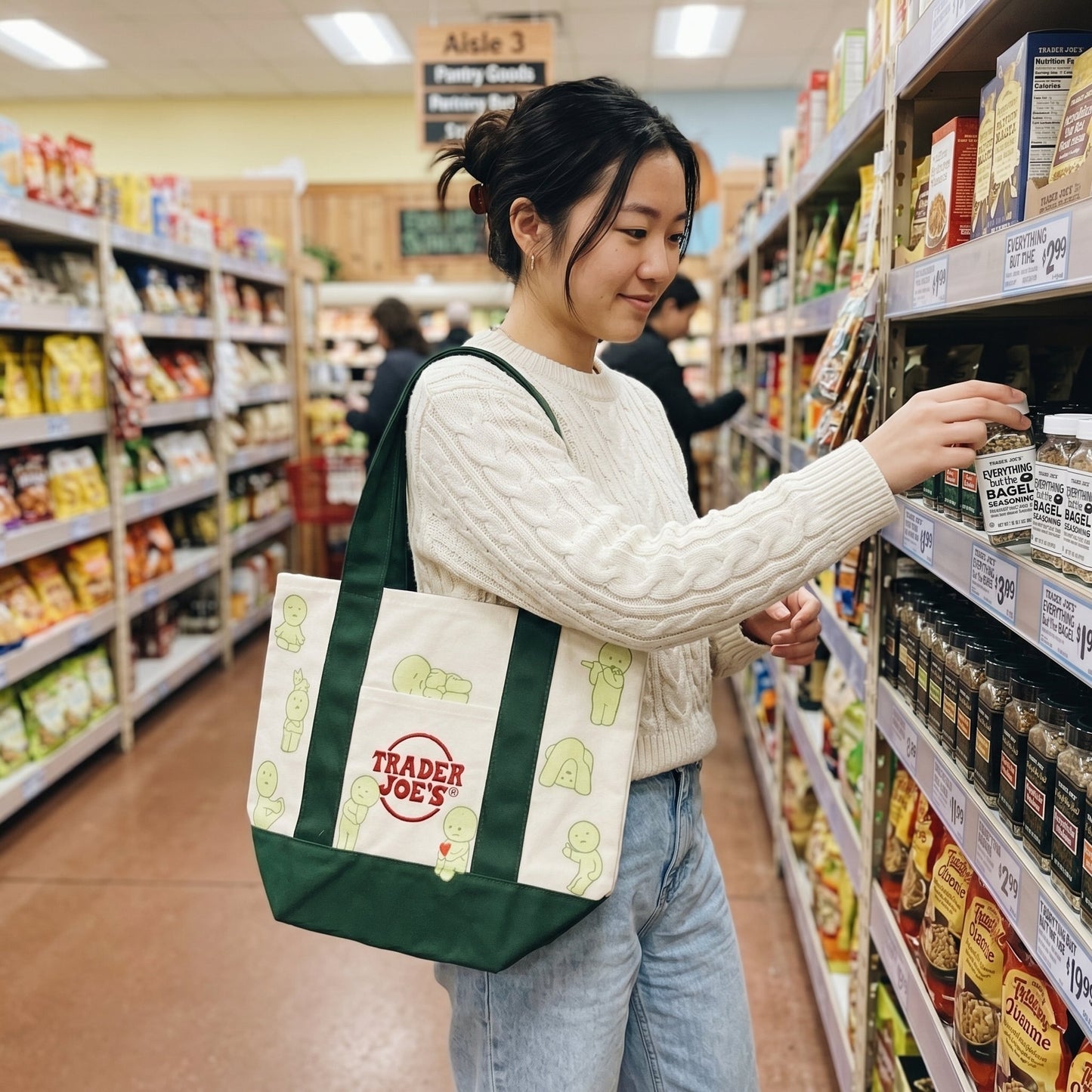 Smiski X Trader Joe's Tote Bags