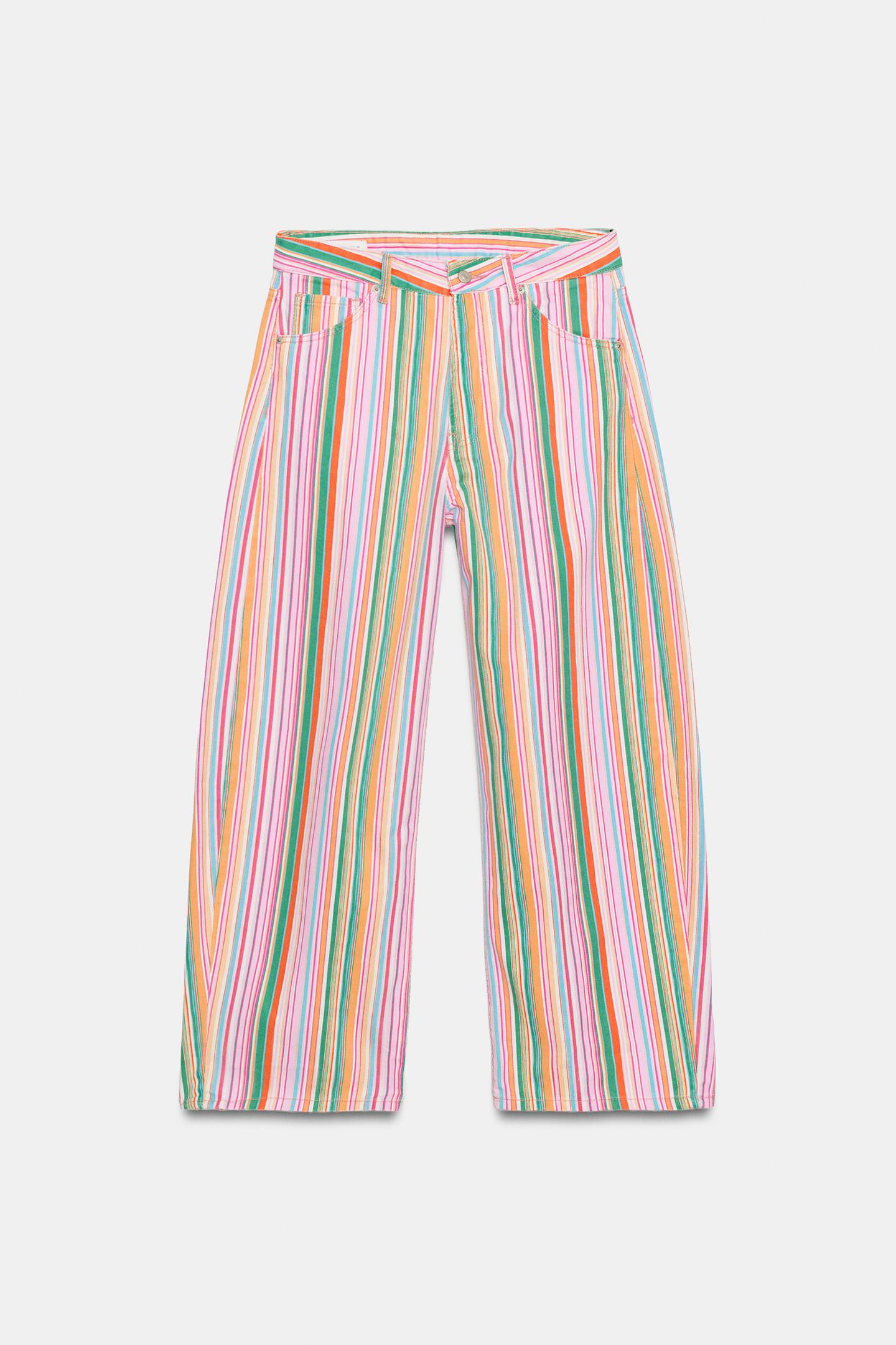 PASTEL STRIPED BAGGY JEANS
