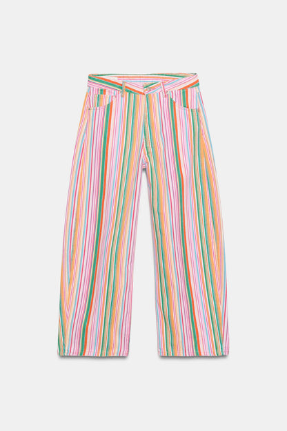 PASTEL STRIPED BAGGY JEANS