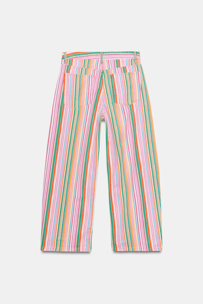 PASTEL STRIPED BAGGY JEANS