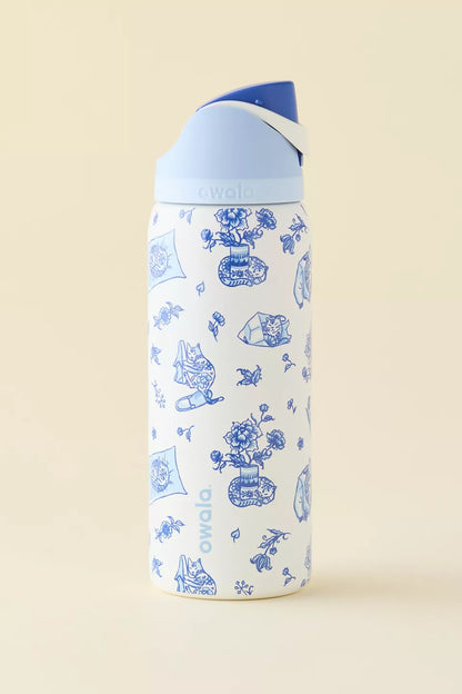 Delft Cat Print FreeSip 32 oz Water Bottle