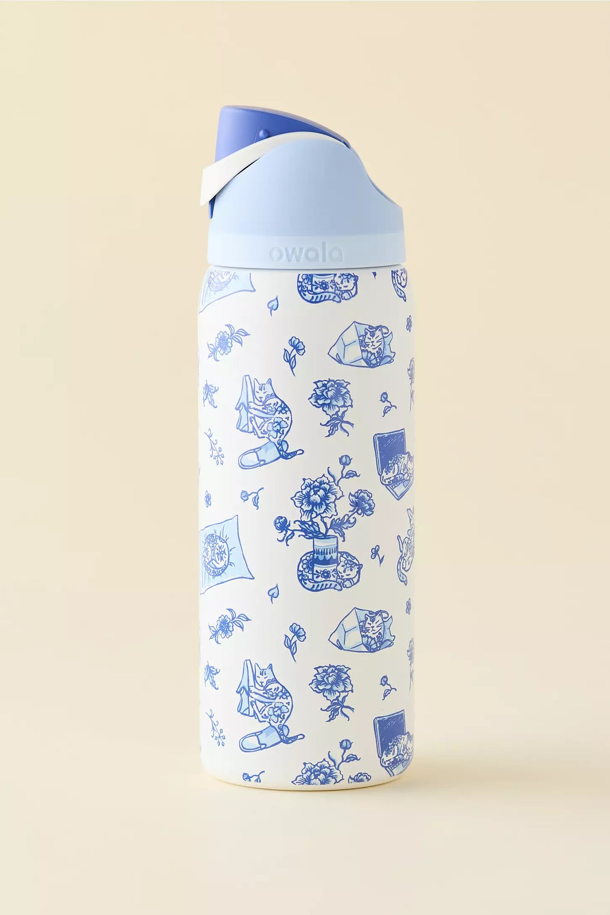 Delft Cat Print FreeSip 32 oz Water Bottle