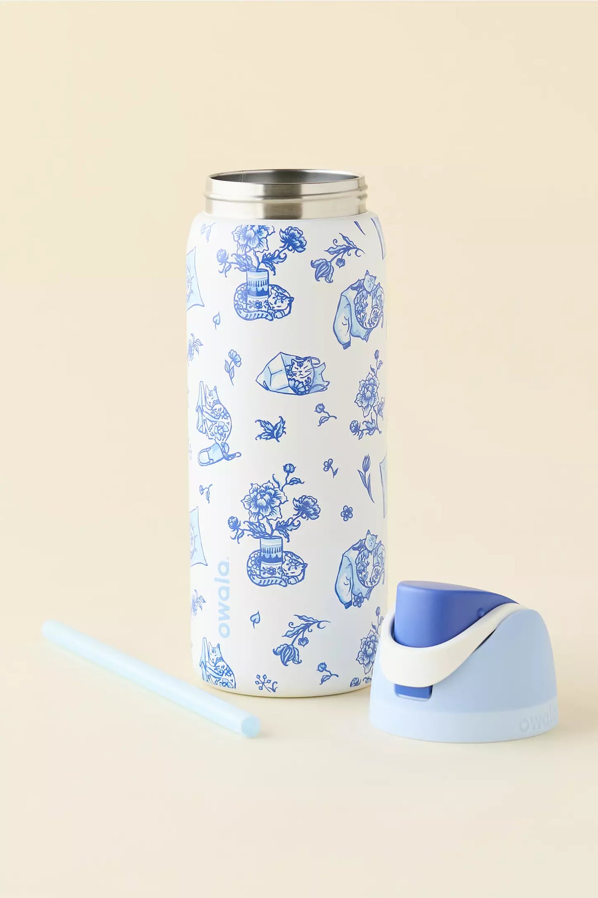 Delft Cat Print FreeSip 32 oz Water Bottle