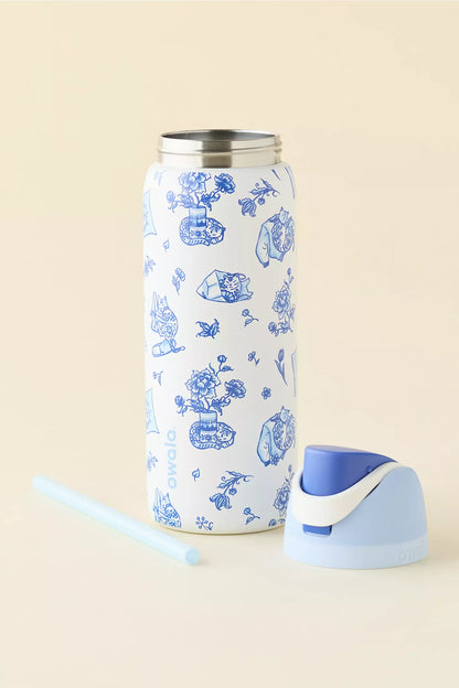 Delft Cat Print FreeSip 32 oz Water Bottle