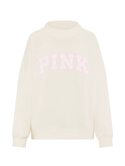 PINK Oversized Mock-Neck Sweatshirt
