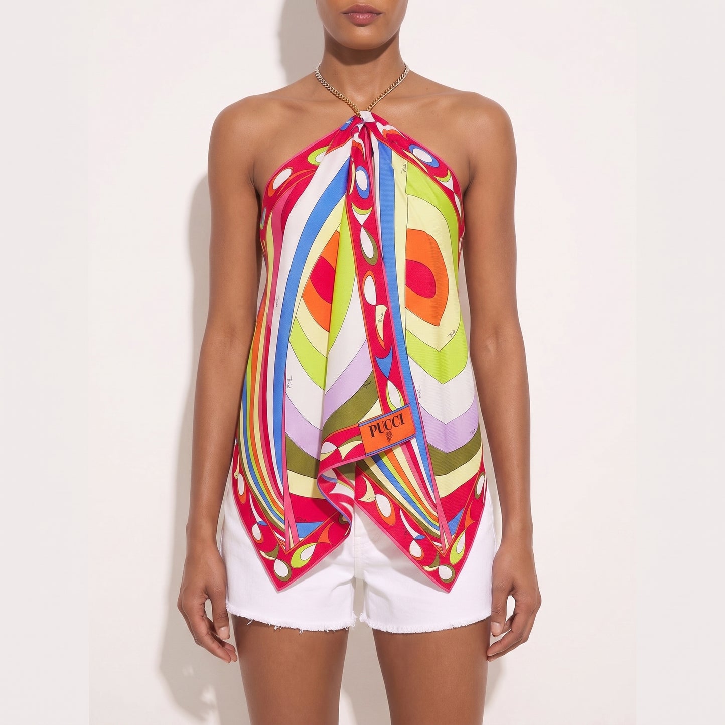 Iride Print Scarf Chain Top