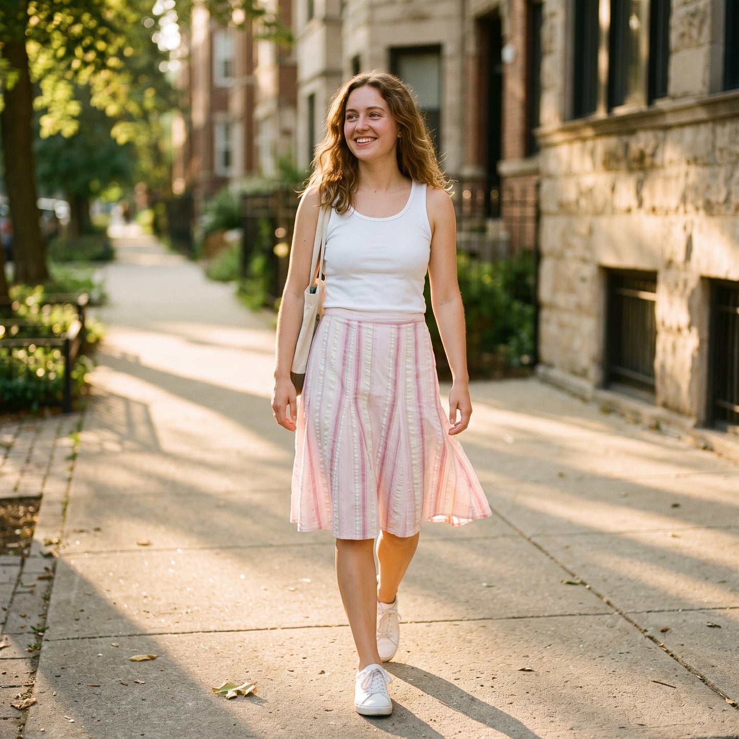 Striped Pastel Pink Flare Skirt