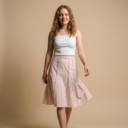 Striped Pastel Pink Flare Skirt