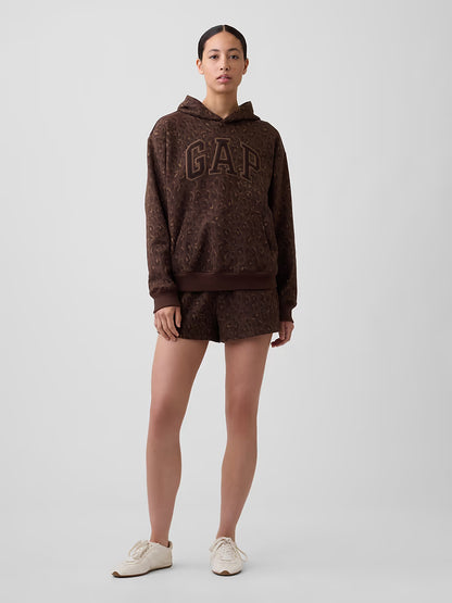 Relaxed Brown Leopard Logo Hoodie