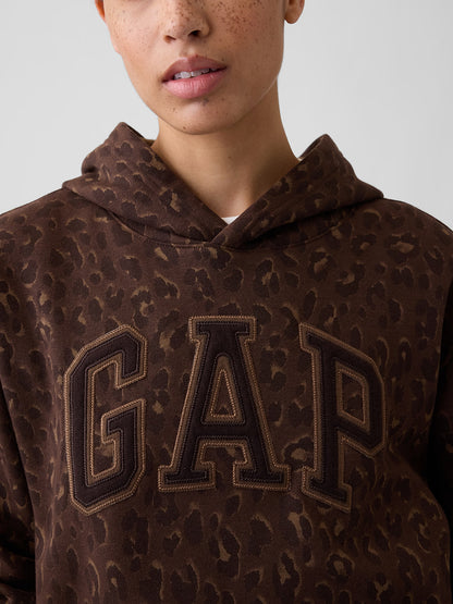 Relaxed Brown Leopard Logo Hoodie
